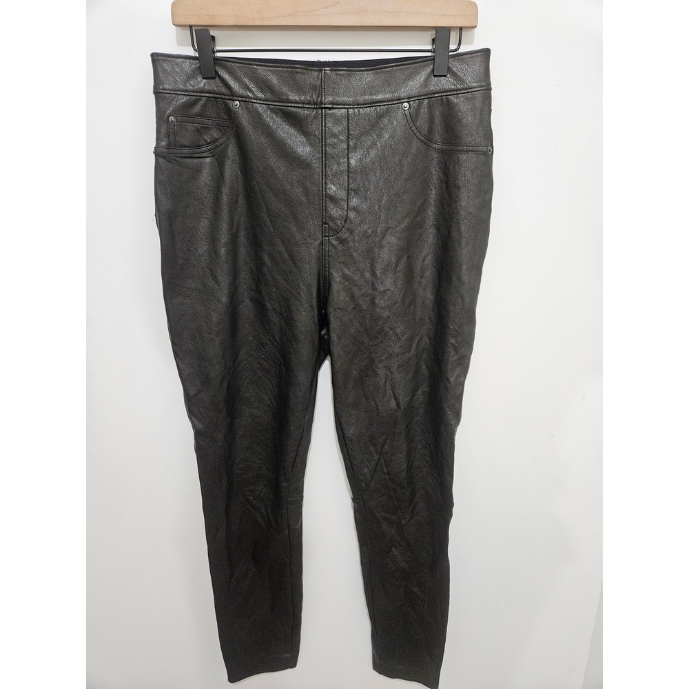 Spanx Faux Leather Leggings‎ Black High Waisted Shaping Pants Large L/G